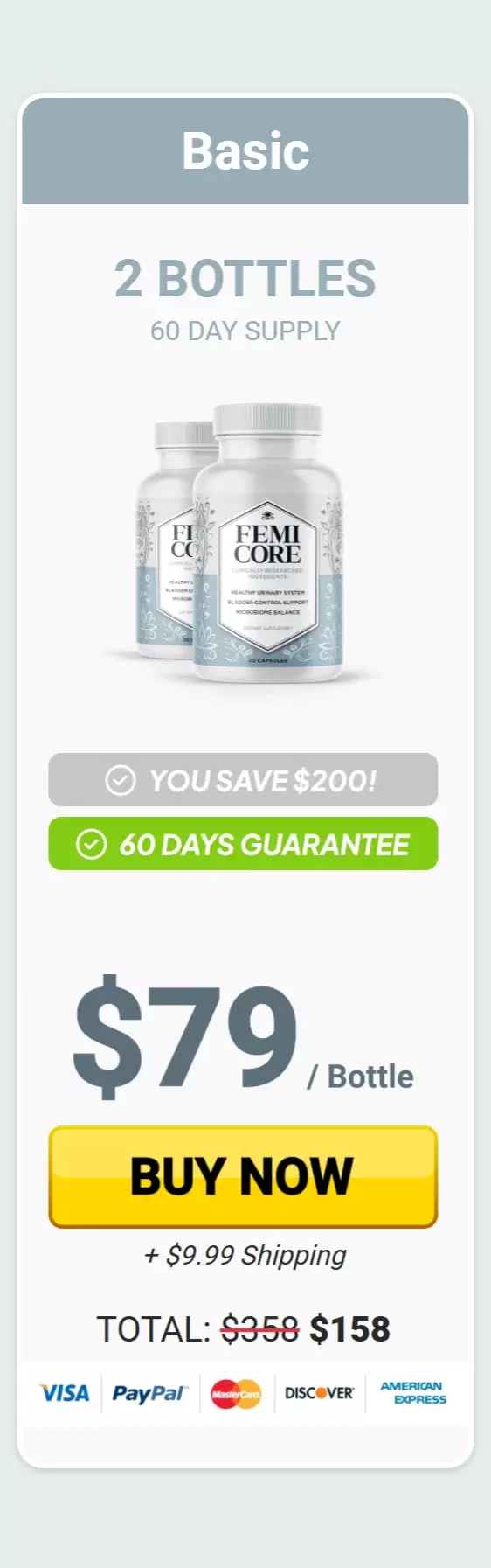 FemiCore™ 2 bottles pricing